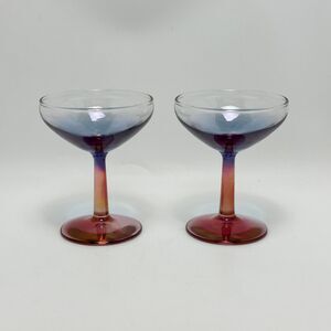 Margot Blair Vintage Style Coupe Glasses Blue Bowl Wit A Pink Stem Martini Glass
